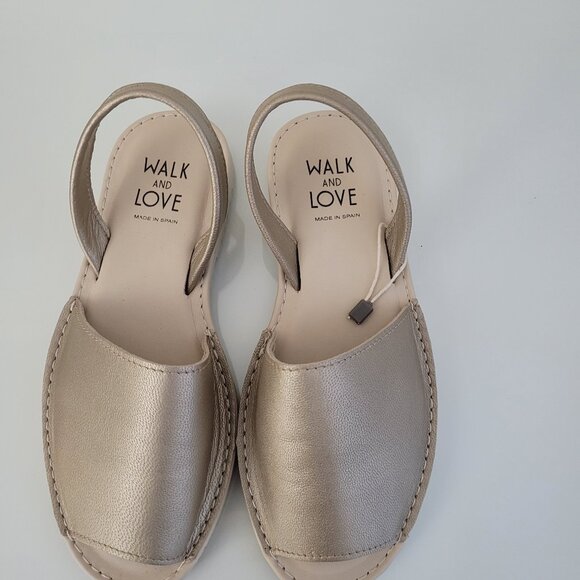 Walk and Love Shoes - Walk and Love Metallic Bronze Leather Slingback Sandals – Size 6 – Made in Spain